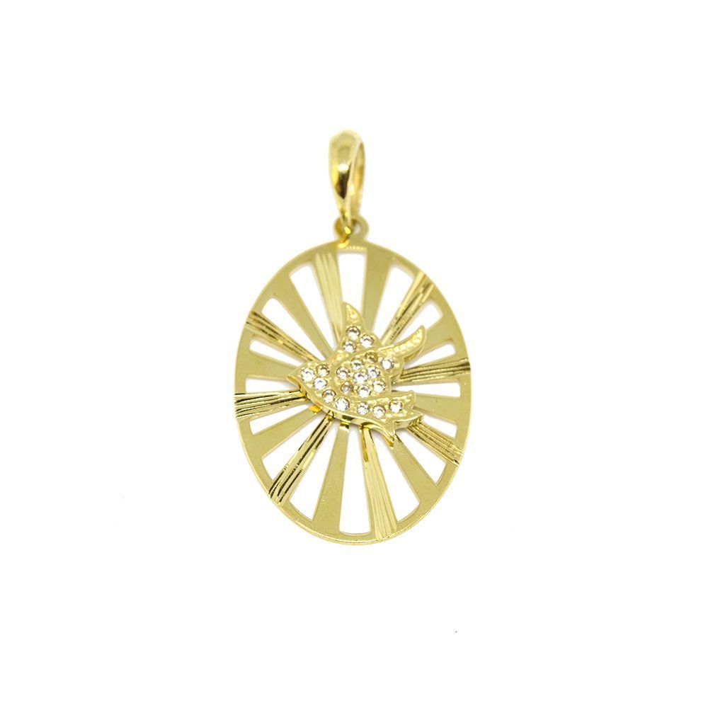 Pingente Pomba da Paz Vazada com Zirc�nias em Ouro Amarelo 18 Kilates - 25057